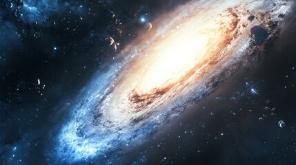 Obraz premium Breathtaking cosmic spiral galaxy with stars nebula and universe deep space view