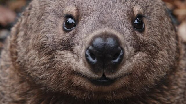 Eyes of the wombat close-up on a natural background