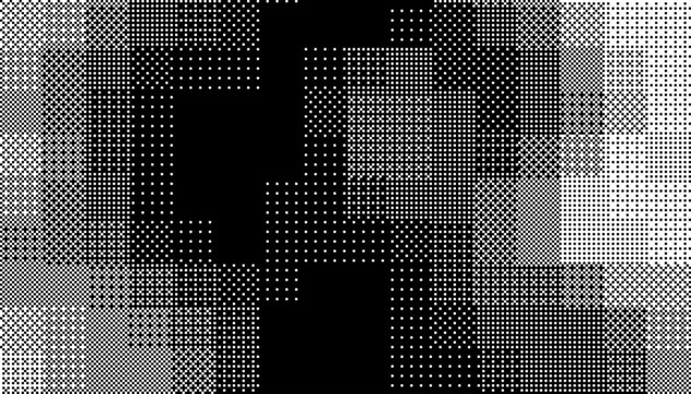 Halftone Pixel Dithering Square Tiles Pattern. Vintage 1-bit Game Background. Vector Illustration. Pixel Halftone Bitmap Raster Effect.