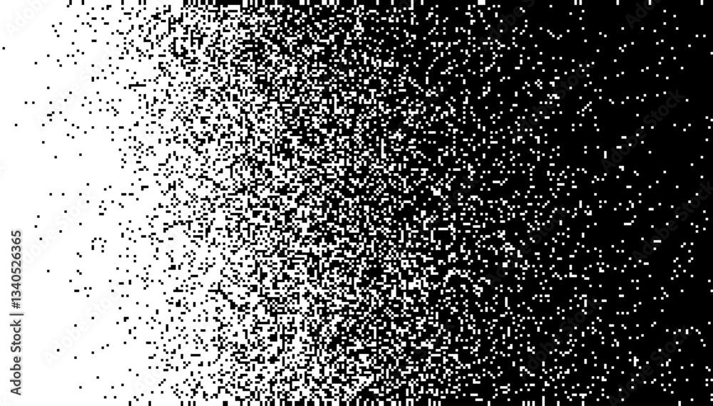Fototapete Grain Dissolve Effect Pixelated Halftone Gradient Noise. Fading Pixel Texture. Black And White Dissolving Pixels Background. Vector Illustration.