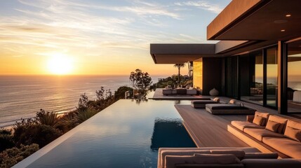 Fototapeta premium Stunning ocean views from a contemporary Malibu residence. 
