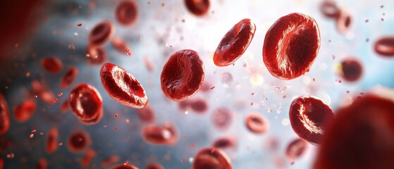 Fototapeta premium Scientific Visualization of Healthy Round Red Blood Cells in Laboratory Setting