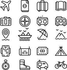 Travel and Tourism Icons Set – 20 Vector Symbols for Apps, Websites, Infographics & Design Projects