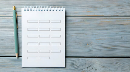 Blank Notepad with Pencil on Rustic Wooden Table Surface