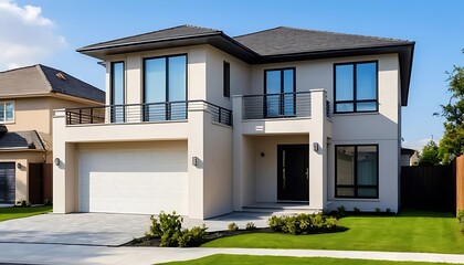 Modern Real Estate House Exterior with a Sophisticated Close Up View