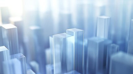 Frosted Glass 3D Graph Representing Financial Growth, Clean Modern Design with Soft Gradient Lighting