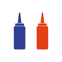 Ketchup and mustard squeeze bottle vector icon illustration design