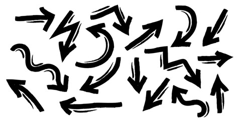 hand drawn Arrows icons Set. arrow icon with various directions. Doodle design element. isolated on a white background