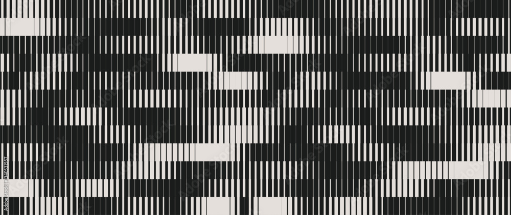 Poster Line Halftone Gradient Effect Pattern. Vertical Straight Lines Background. Black and White Abstract Texture with Parallel Stripes Thick to Thin. Vector Illustration.