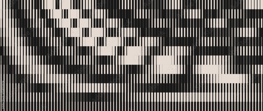 Poster Line Halftone Gradient Effect Pattern. Vertical Straight Lines Background. Black and White Abstract Texture with Parallel Stripes Thick to Thin. Vector Illustration.