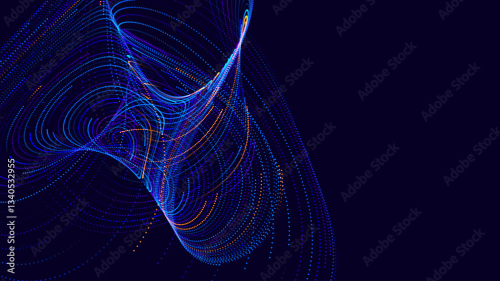 Poster Big Data Visualization. Circular Particles Dots Vortex Abstract Galaxy. Abstract Astrology Astronomy Background. Milky Way Fractal Art. Galactic Particles Vector Illustration.