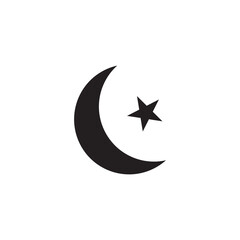 Crescent moon with stars icon on white background. Night icon vector design illustration