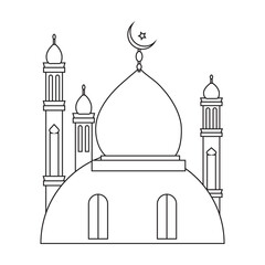 mosque silhouette vector line art design illustration background