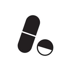 Pills icon, silhouette, logo on white background illustration design