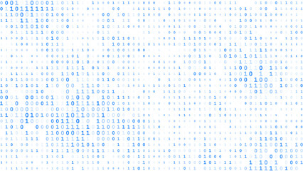 White Binary Code Matrix. 0 and 1 Numbers Wallpaper. Computer Science Bg. Graphic Data Decryption Algorithm Coding Hacker Concept. Vector Illustration.
