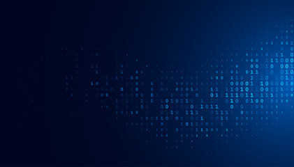 Big Data and Binary Code Technology Background. Abstract Blue Matrix of Digital Data, AI, Cybersecurity, and Blockchain Concepts. Futuristic Tech Code Flow Vector Illustration.