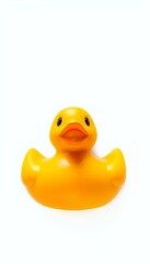 Bright Yellow Rubber Duck Isolated on White Background
