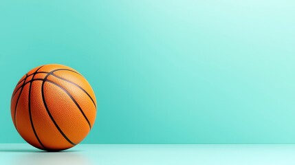 Fototapeta premium Orange Basketball on Calm Aquamarine Background for Sports and Fitness Concepts
