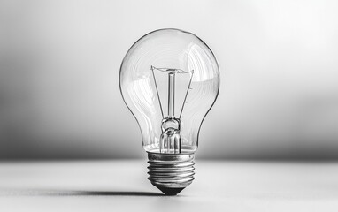 Illuminating creativity with a vintage incandescent light bulb on a minimalist background in a bright setting