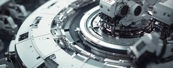 Fototapeta premium A high-speed robotic manufacturing process powered by cutting-edge technology and precision engineering.