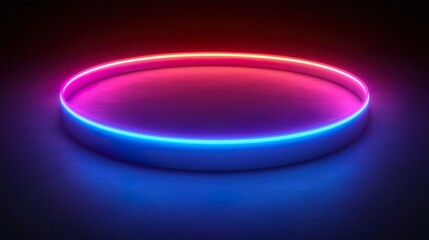 Obraz premium Futuristic Sports Arena with Illuminated Neon Light Effects in a Dark Background