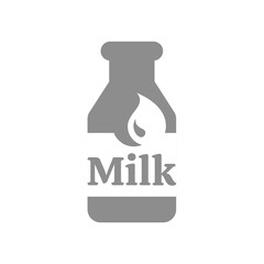 Milk bottle vector icon. Dairy product, milk jar symbol.