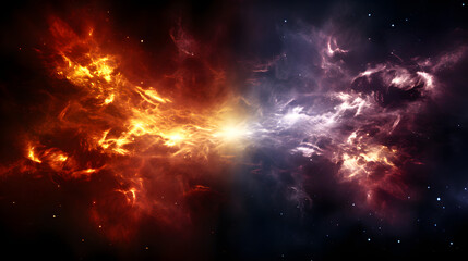 Fototapeta premium Nebula and star illustrating the intricate process of galactic birth and death in a cosmic dance of creation and destruction in the universe.