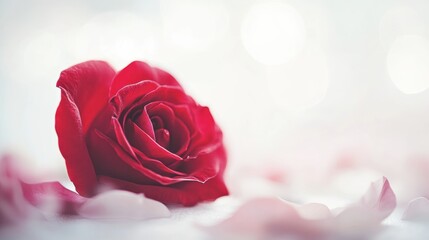 soft focus of red rose with prismatic petals and pearlescent effect