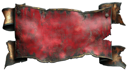 Vintage Red Scroll bronze Banner - Decorative Medieval Texture with Artistic Design