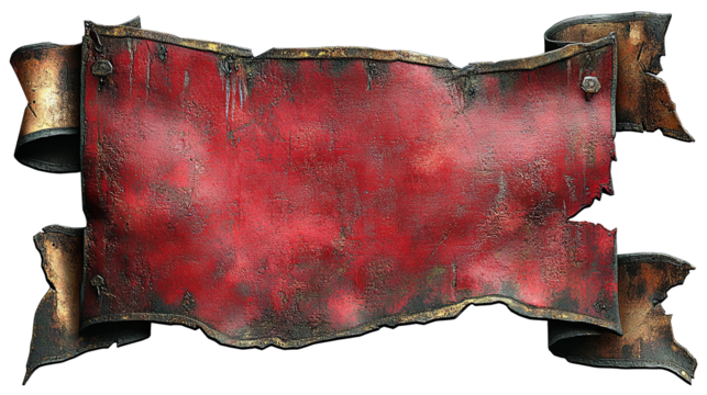 Vintage Red Scroll bronze Banner - Decorative Medieval Texture with Artistic Design