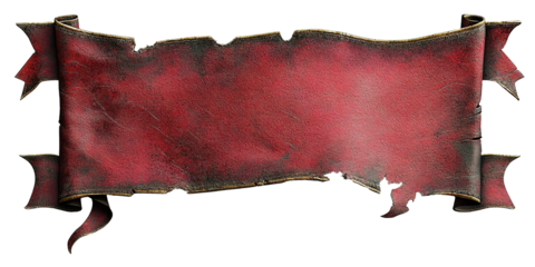 Vintage Red Ribbon Banner with Aged Texture and Rustic Flourishes for Creative Event Announcements and Advertising