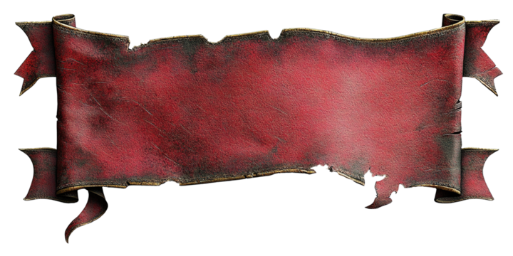 Vintage Red Ribbon Banner with Aged Texture and Rustic Flourishes for Creative Event Announcements and Advertising