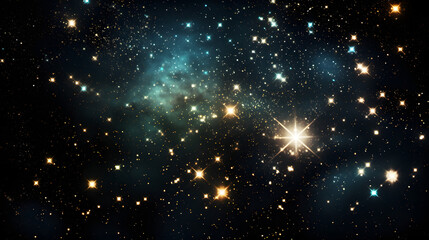 Fototapeta premium Dense cluster of stars in the night sky creating a stunning cosmic display of bright points of light against the backdrop of the universe.