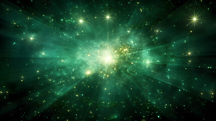 Obraz premium Vibrant green nebula surrounded by distant stars in the vastness of space captured in a stunning galactic scene.