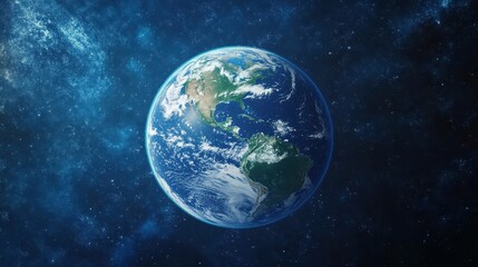 A stunning view of Earth surrounded by deep space and stars.