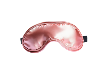 Stylish pink sleep mask isolated on transparent background