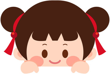 Chinese Cute Cheongsam Girl  Peeking Border