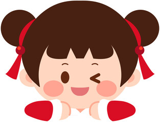 Chinese Cute Cheongsam Girl  Peeking Border