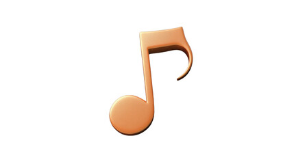 Golden eighth note floating on transparent background representing music and melody