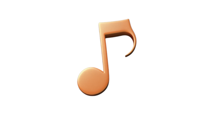Golden eighth note floating on transparent background representing music and melody
