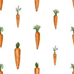 carrots Seamless pattern of carrots , orange vegetables, fabric pattern for children kid Hand drawn illustration on a transparent background