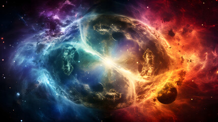 Stunning nebula and shining star captured in a cosmic scene illustrating the birth of new stars within a colorful galactic background.