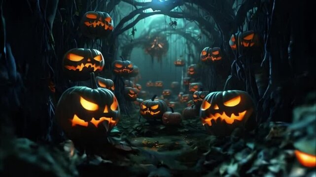 Big scary pumpkin for celebration holiday Halloween, abstract vivid composition consists of fictional unreal fantastic vision on background