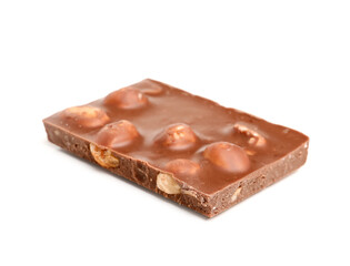 Sweet tasty chocolate with nuts on  white background