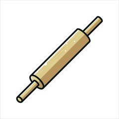 Vector Wooden Rolling Pin for Baking and Dough Preparation
