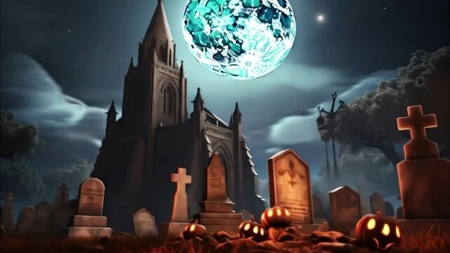 Big scary pumpkin for celebration holiday Halloween, abstract vivid composition consists of fictional unreal fantastic vision on background