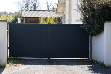 aluminum slide steel design home dark grey metal gate sliding portal of suburb house