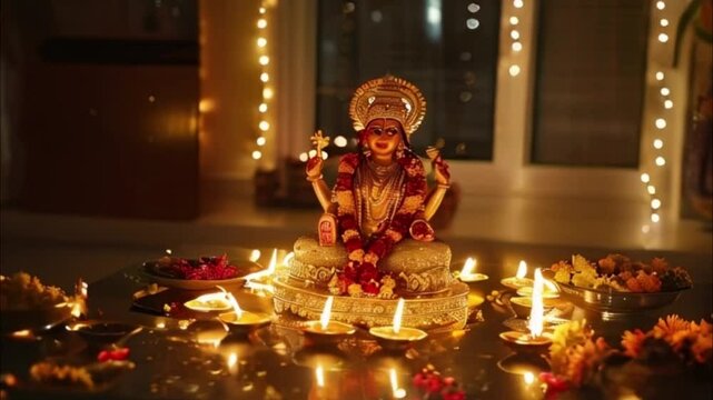 Holiday composition for happy celebrate Diwali, abstract vivid composition consists of fictional unreal fantastic vision on background