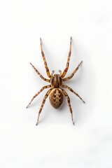 Obraz premium Small Detailed Spider Resting on White Surface Showcasing Intricate Patterns and Colors