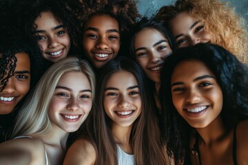 Fototapeta premium Young multicultural friends capturing a selfie together